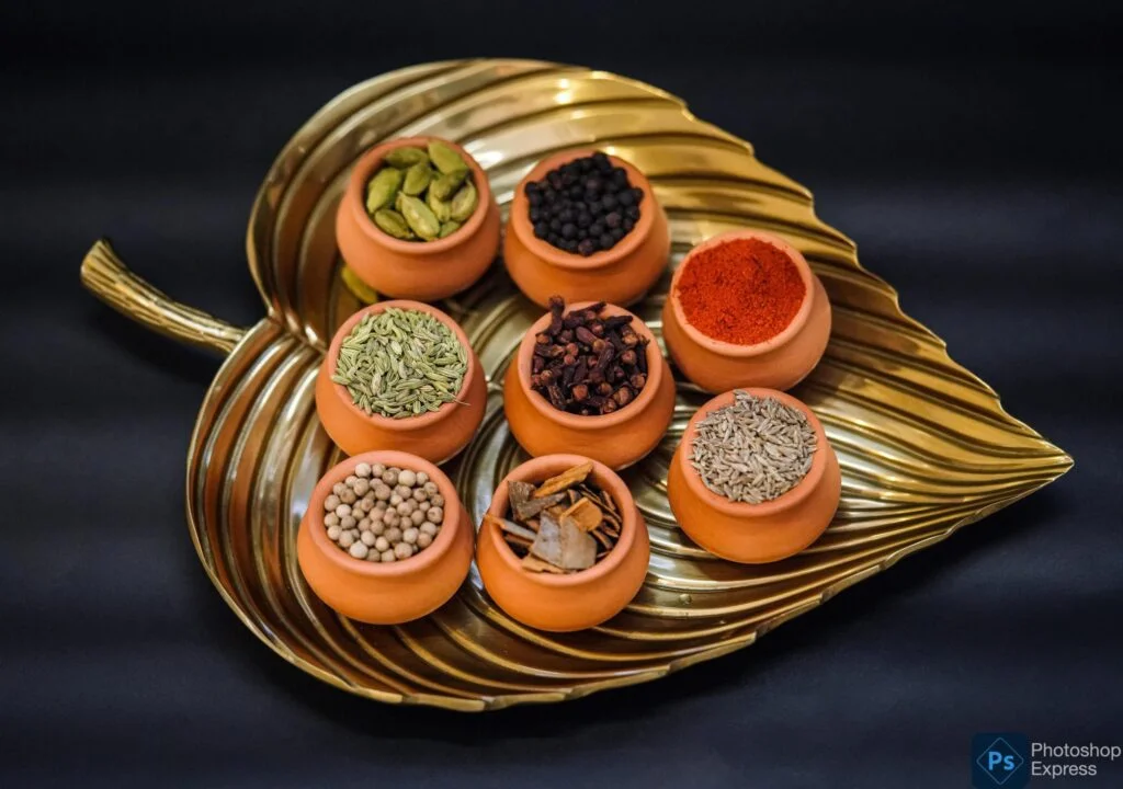 Indian spices such as turmeric, cumin, and cinnamon.